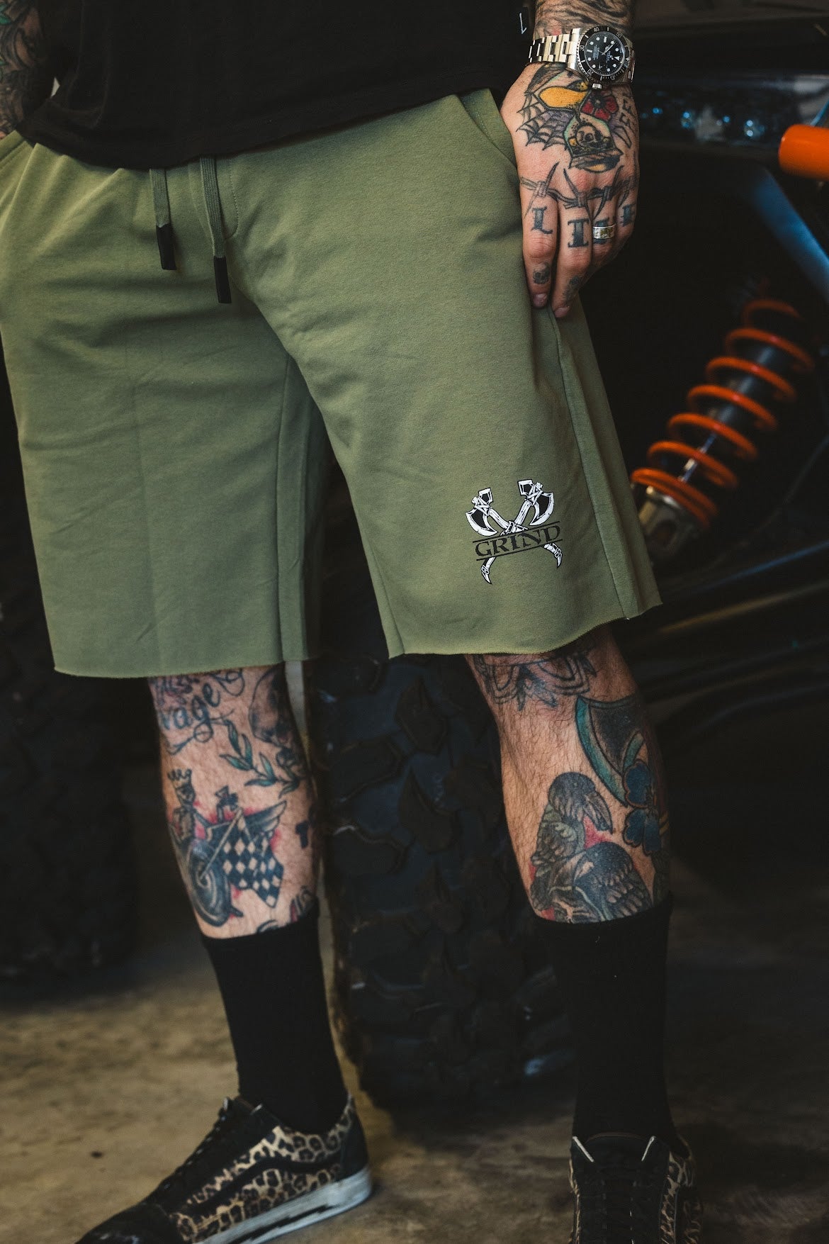 Classic Grind Shorts - - Green OD Axes