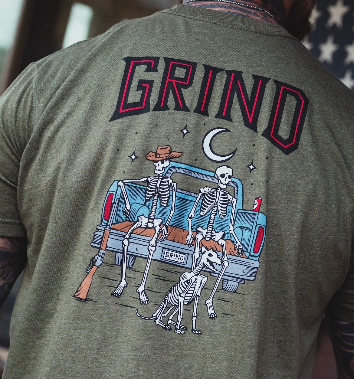 The Grind Athletics Graphic T-Shirt S / Military Green Country Nights