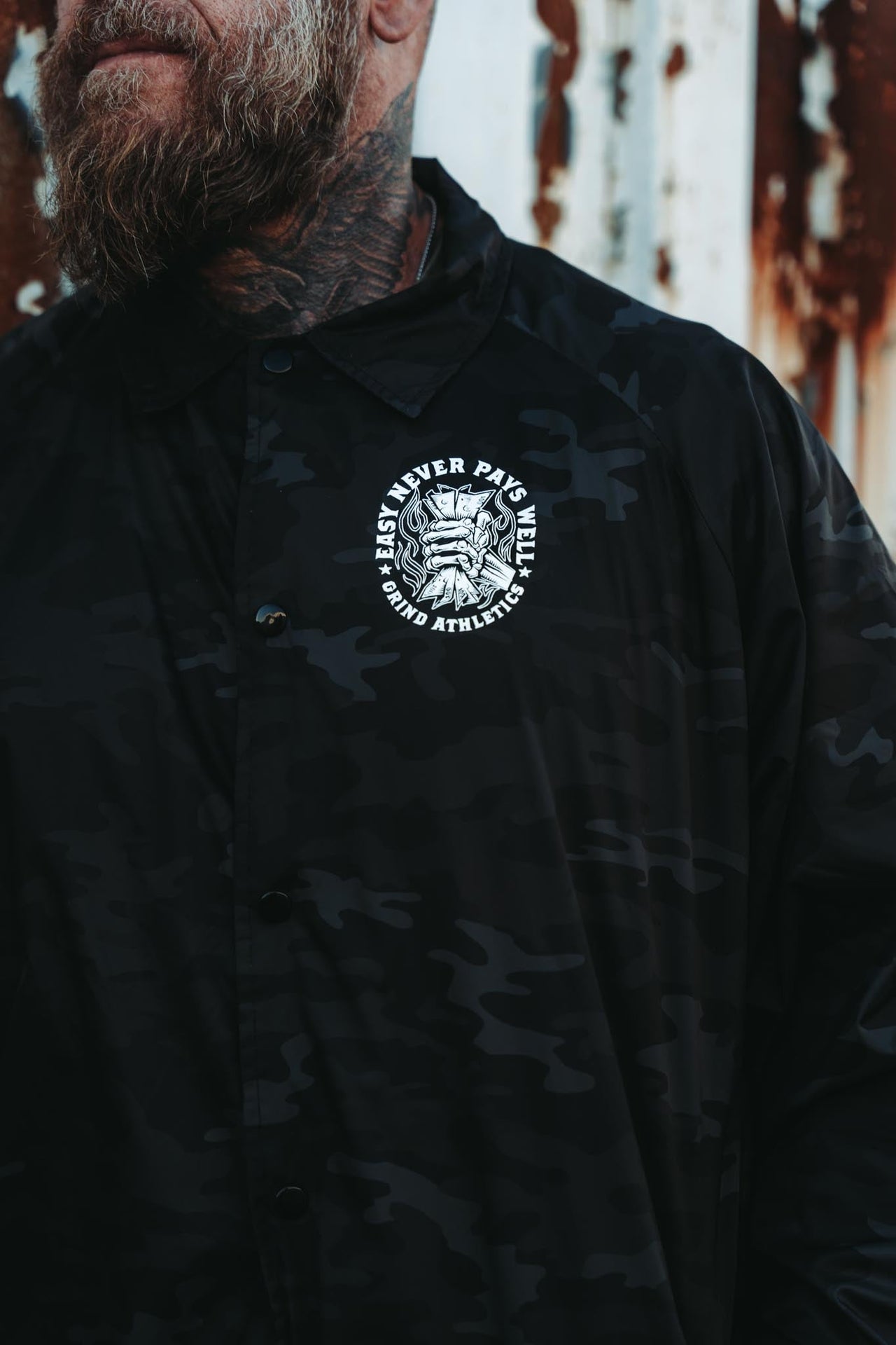 The Grind Athletics M / Black Camo Easy Never Pays Well - Coaches Jacket