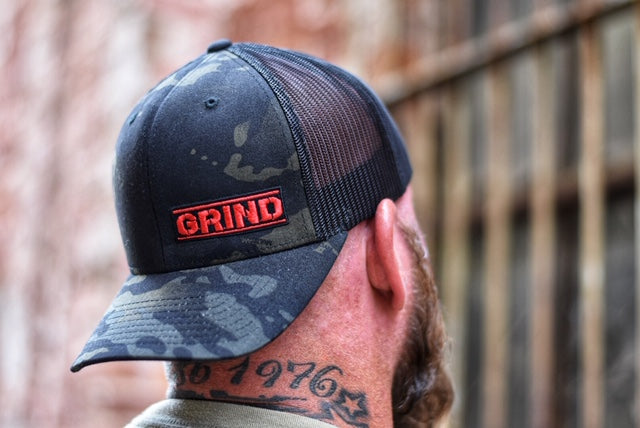 The Grind Athletics Black Camo Retro Trucker Snapbacks