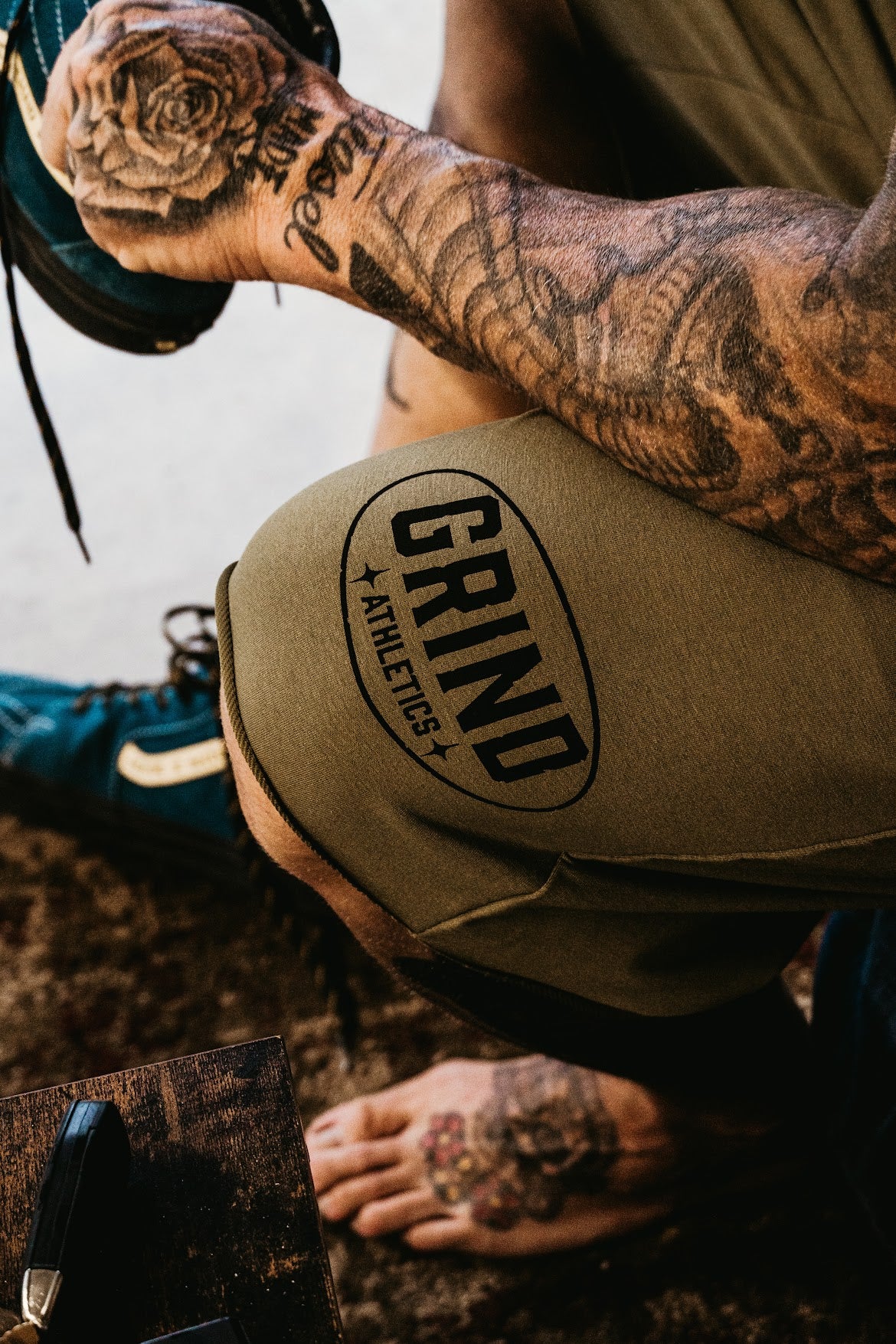 Classic Grind Shorts - - Logo OD Green Oval