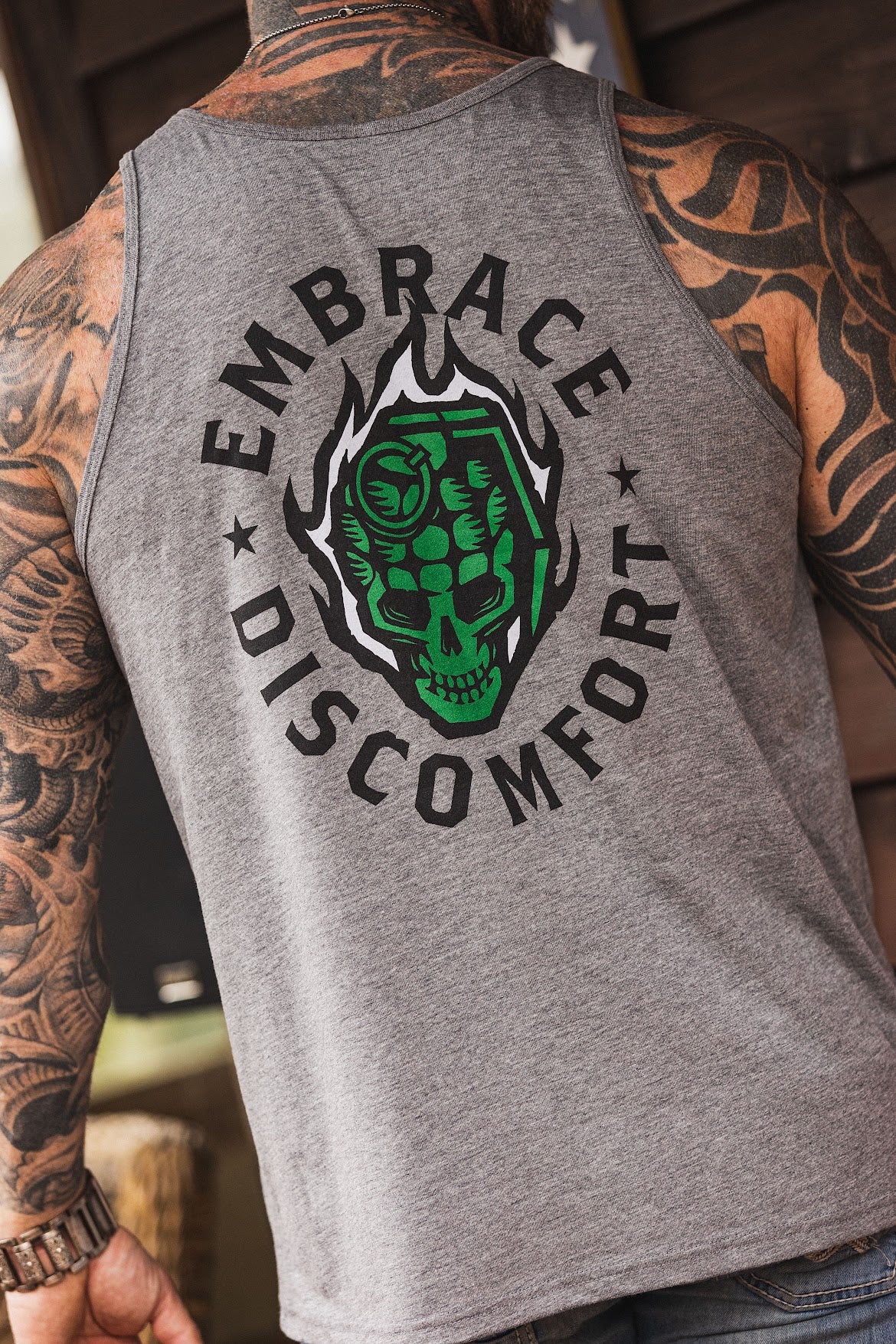 The Grind Athletics M / Gray Embrace Discomfort - Tank Top