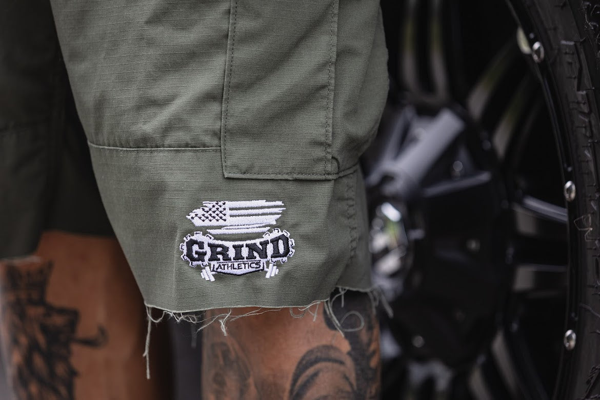 The Grind Athletics OD Green Cutoff Cargos