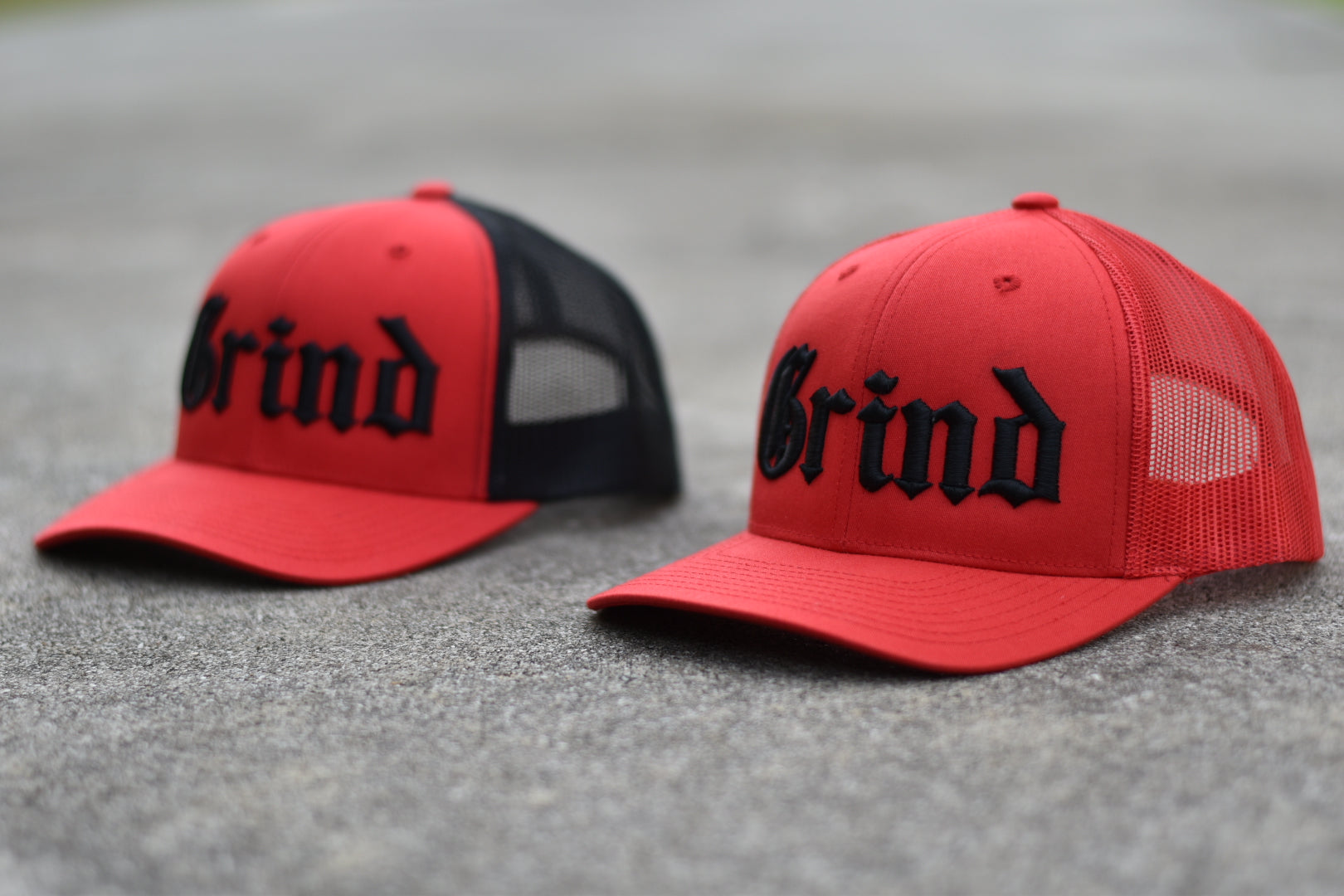The Grind Athletics Red 3D Classic Snapback Mesh Trucker Caps