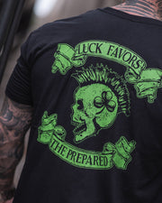 The Grind Athletics S / Black / Green Ink Luck Favors The Prepared T