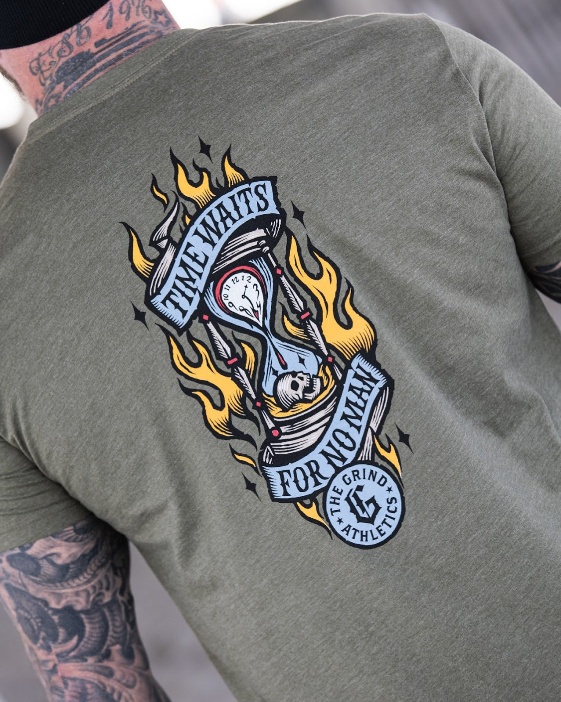 The Grind Athletics S / Military Green / 6 color design Time Waits For No Man - Part II