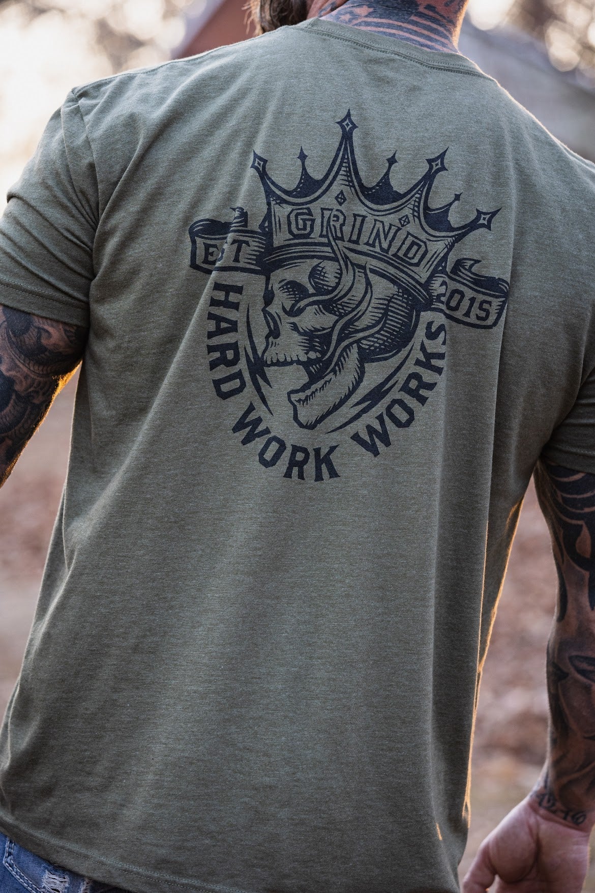 The Grind Athletics S / Military Green King of Hard Work