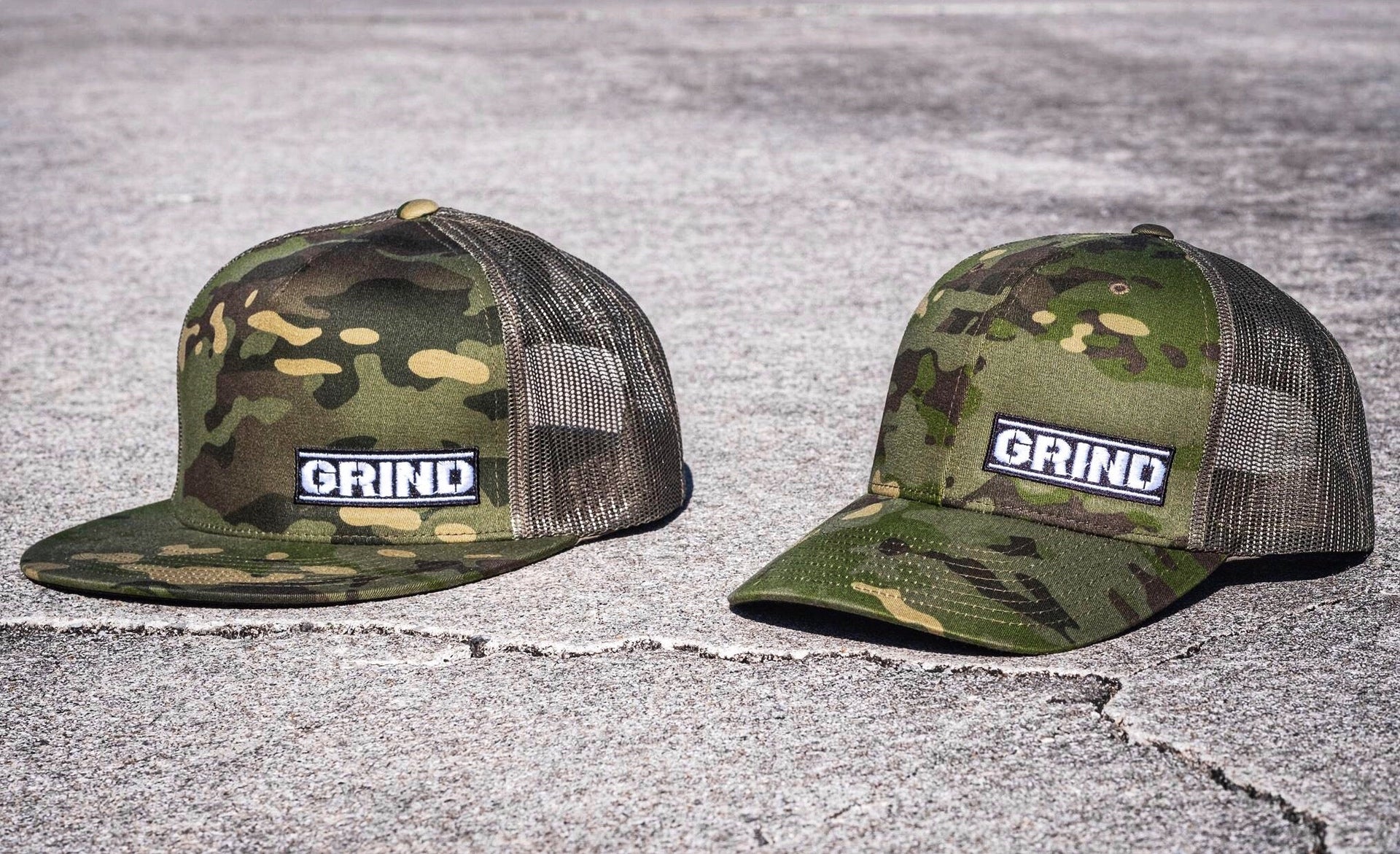 The Grind Athletics Tropic Camo Retro Trucker Snapbacks